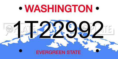 1T22992 Washington License Plate