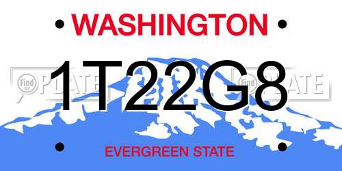 1T22G8 Washington License Plate