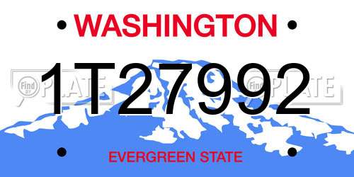 1T27992 Washington License Plate