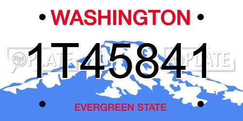 1T45841 Washington License Plate