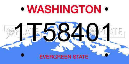 1T58401 Washington License Plate