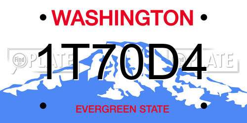 1T70D4 Washington License Plate