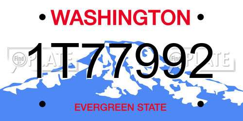 1T77992 Washington License Plate
