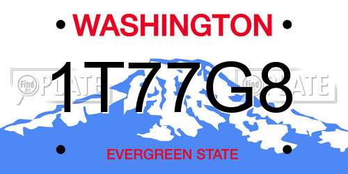 1T77G8 Washington License Plate