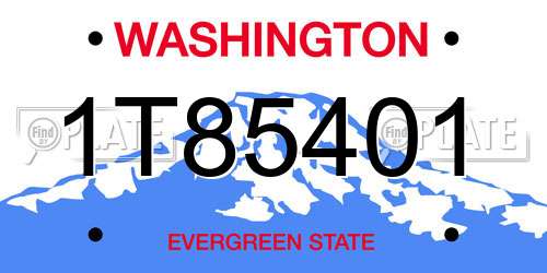 1T85401 Washington License Plate