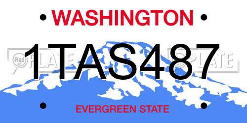 1TAS487 Washington License Plate