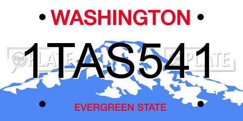 1TAS541 Washington License Plate
