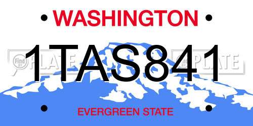 1TAS841 Washington License Plate
