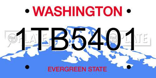 1TB5401 Washington License Plate