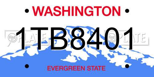 1TB8401 Washington License Plate