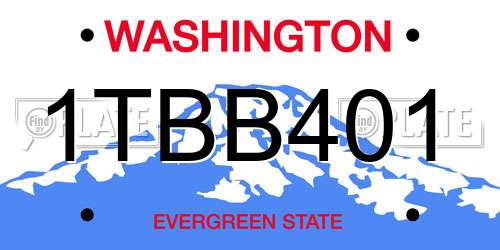 1TBB401 Washington License Plate