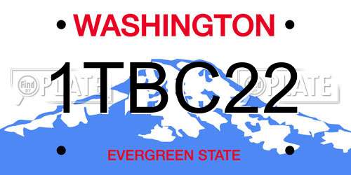 1TBC22 Washington License Plate