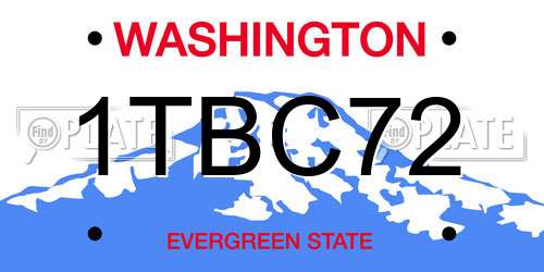 1TBC72 Washington License Plate