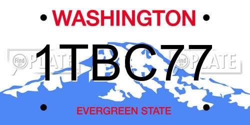 1TBC77 Washington License Plate