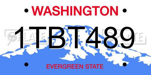 1TBT489 Washington License Plate