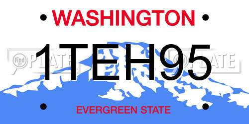 1TEH95 Washington License Plate