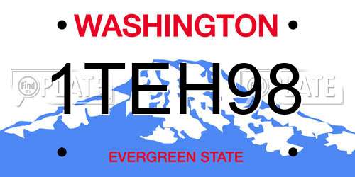 1TEH98 Washington License Plate