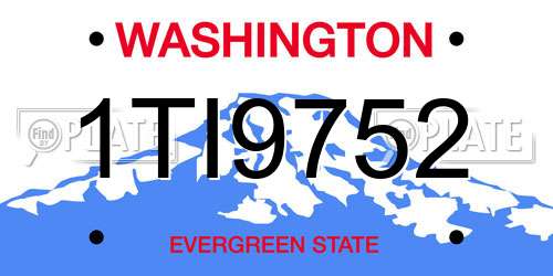 1TI9752 Washington License Plate