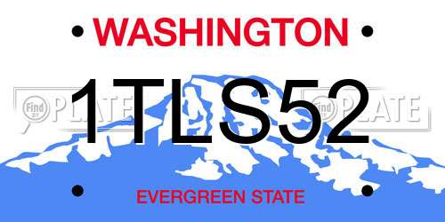1TLS52 Washington License Plate
