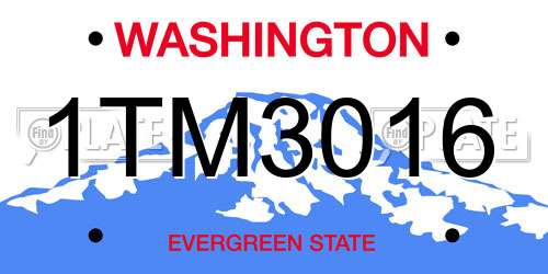 1TM3016 Washington License Plate