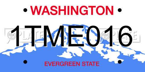 1TME016 Washington License Plate