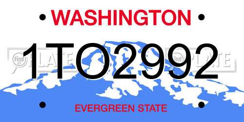 1TO2992 Washington License Plate