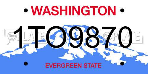 1TO9870 Washington License Plate