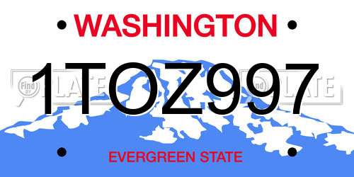 1TOZ997 Washington License Plate