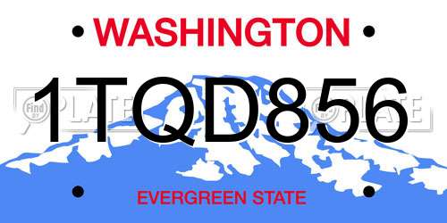1TQD856 Washington License Plate