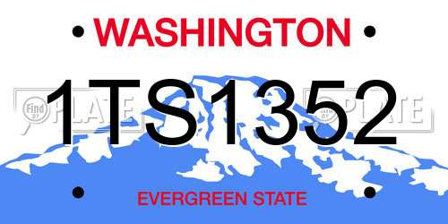 1TS1352 Washington License Plate