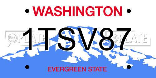 1TSV87 Washington License Plate