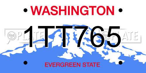 1TT765 Washington License Plate