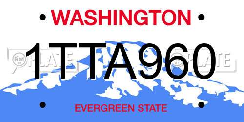1TTA960 Washington License Plate