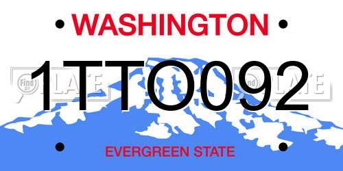 1TTO092 Washington License Plate