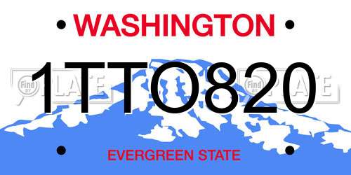 1TTO820 Washington License Plate