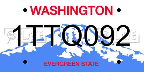 1TTQ092 Washington License Plate