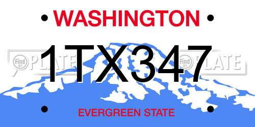 1TX347 Washington License Plate