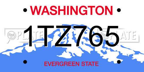 1TZ765 Washington License Plate