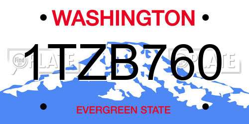 1TZB760 Washington License Plate