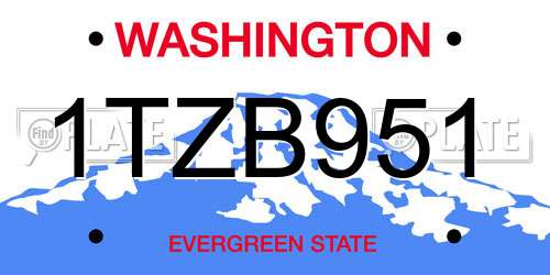 1TZB951 Washington License Plate
