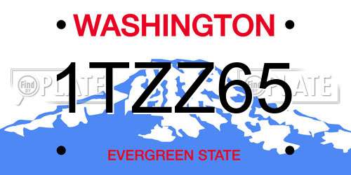 1TZZ65 Washington License Plate
