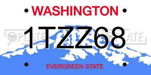 1TZZ68 Washington License Plate