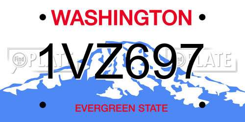 1VZ697 Washington License Plate
