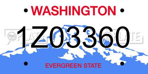1Z03360 Washington License Plate