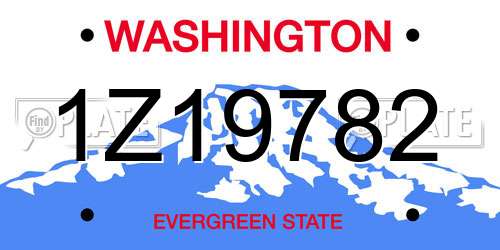 1Z19782 Washington License Plate
