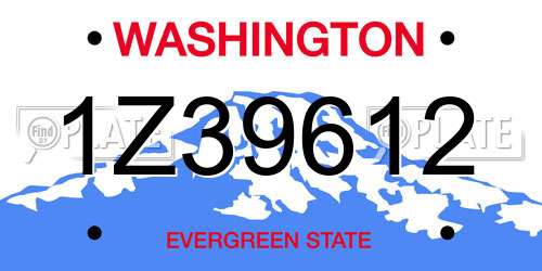 1Z39612 Washington License Plate