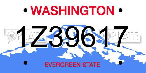 1Z39617 Washington License Plate