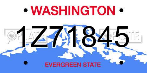 1Z71845 Washington License Plate