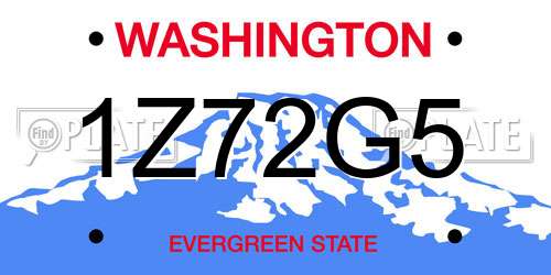 1Z72G5 Washington License Plate