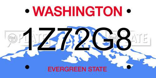 1Z72G8 Washington License Plate
